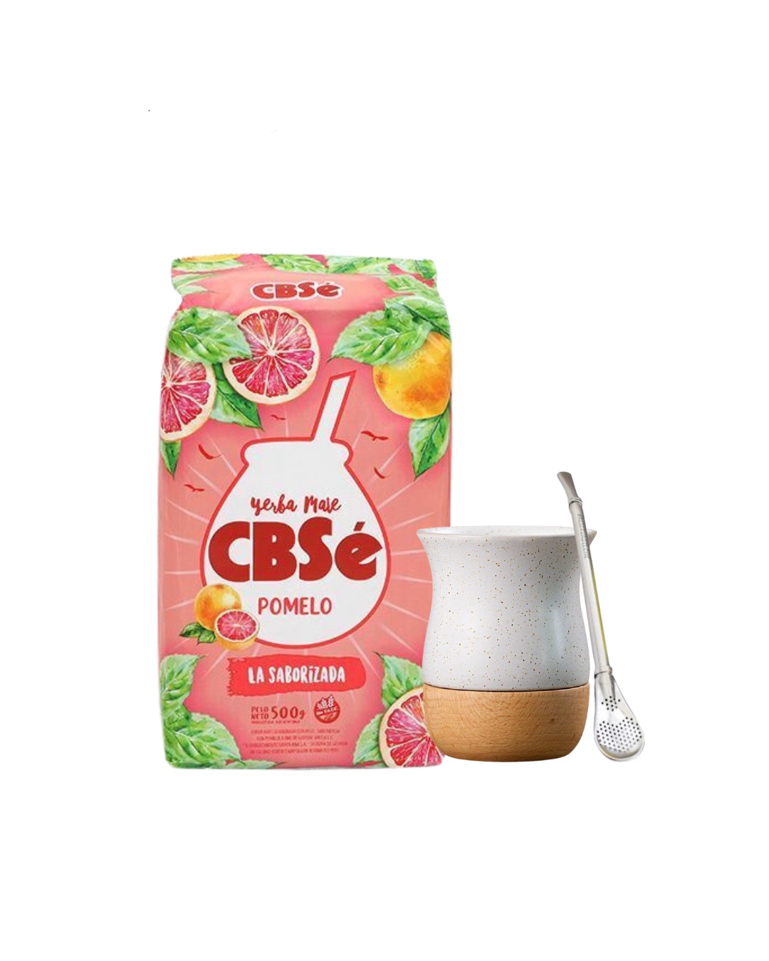 Набор с CBSe - Pomelo / Grapefruit, 500 гр. бомбильей и белым керамическим калабасом