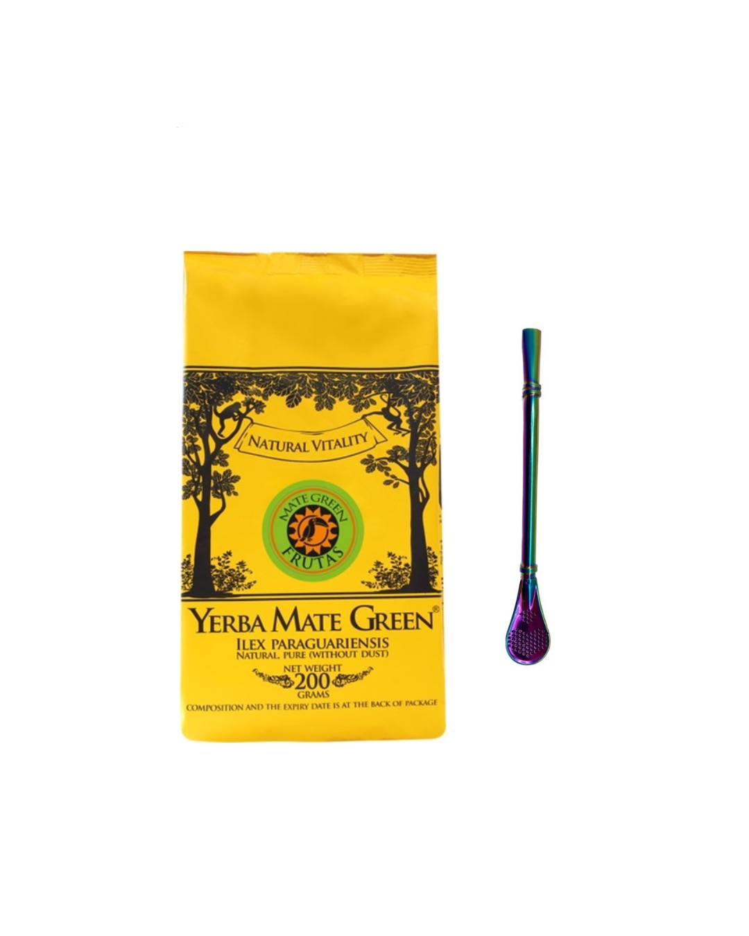 Набор с Mate Green FRUTAS,  200 гр, с радужной бомбильей