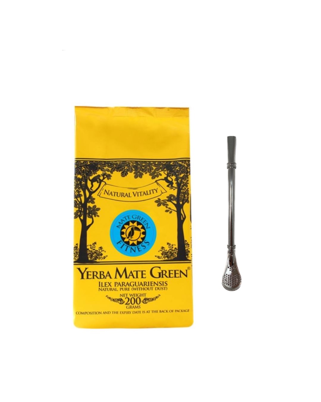 Набор с Mate Green FITNESS, 200 гр с серебряной бомбильей