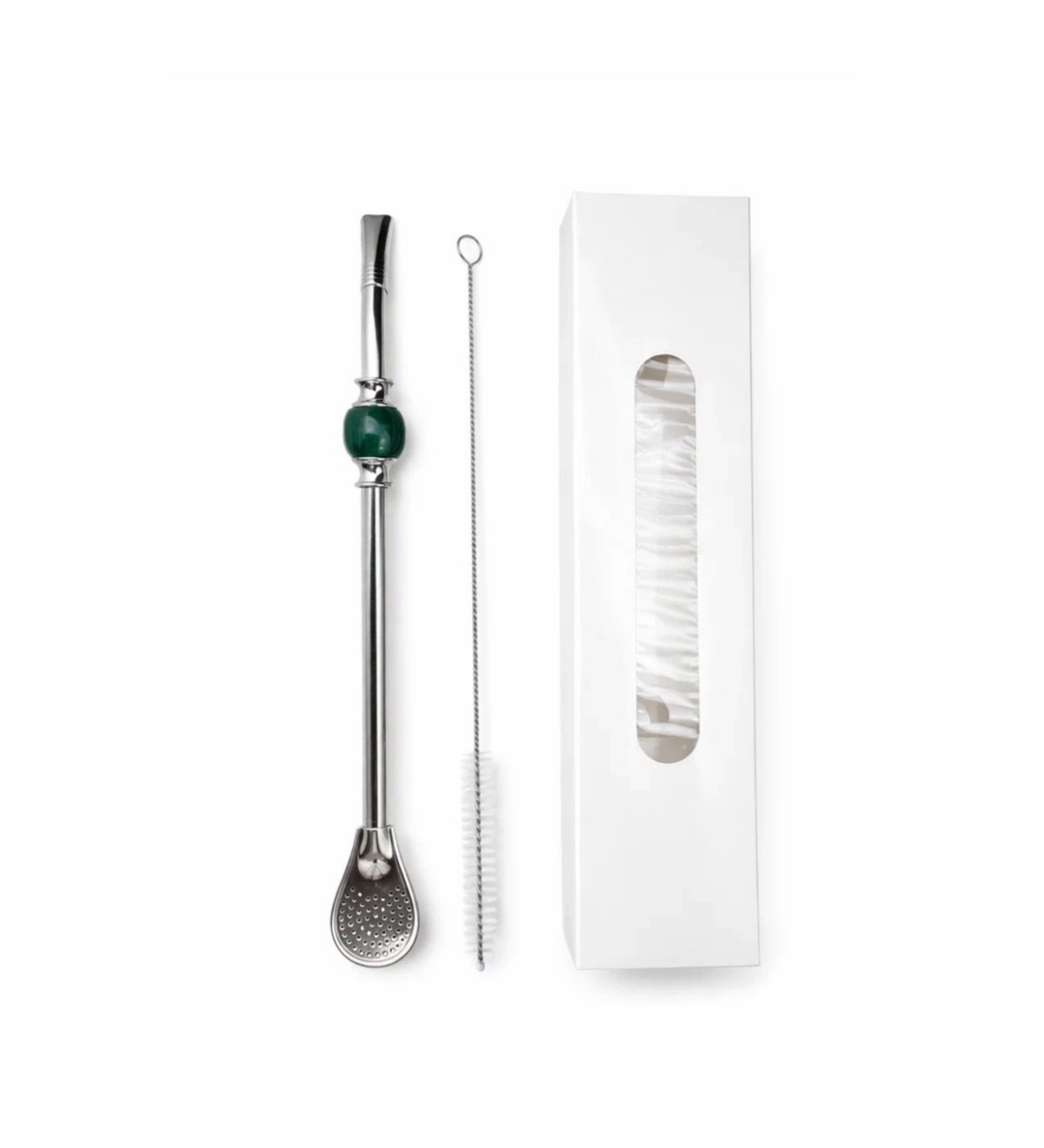 Бомбилья 20 см с камнем, зеленый + ершик