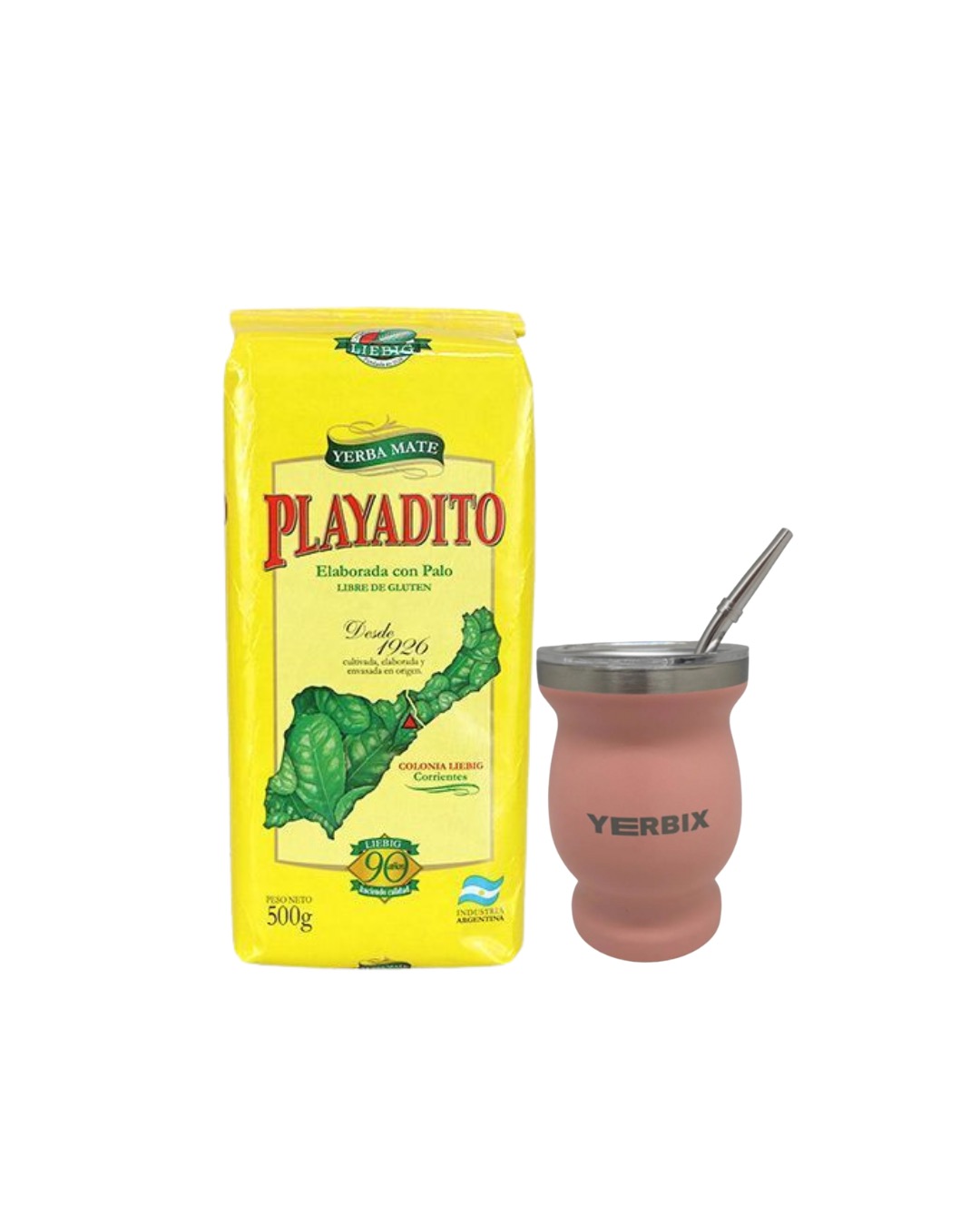 Набор с Playadito Tradicional, 500 гр. бомбильей и розовым калабасом